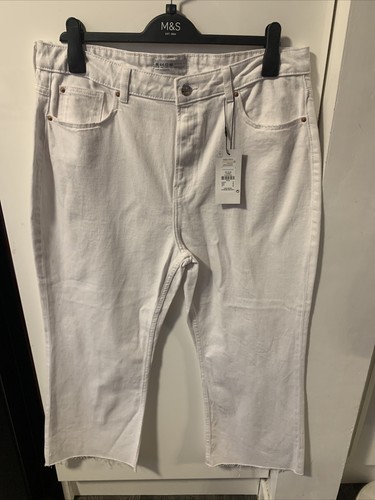 Primark white denim cropped - white,