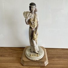 VINTAGE "DEAR" "BELCARI" RESIN FIGURINE OF LADY WITH FOX 11" TALL