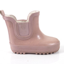 NEXT Girls Rain Boots Pink Shiny Wellies Warm Fleece Faux Fur Lined size UK 5