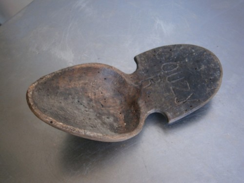 Carved walnut wood spoon - carved,