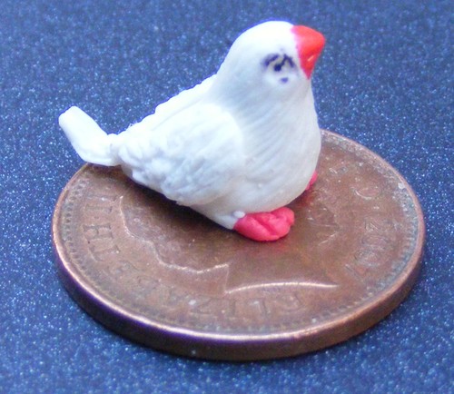 Dolls house white bird polymer - dolls,