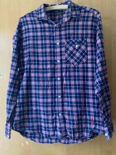 Vintage Aertex Mens Flannel Navy & Red Check Shirt Sz M