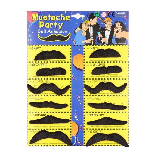 Fake moustache set x12 new - fake,