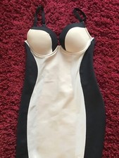 Ladies Black/ Cream Under Dress Bodycon size 38C M&S detachable straps