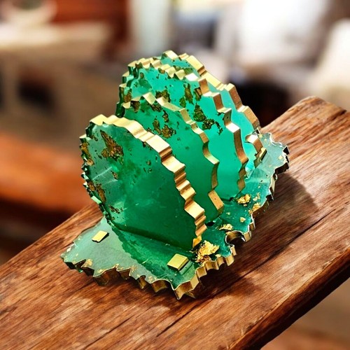 Handmade green white resin - green, &