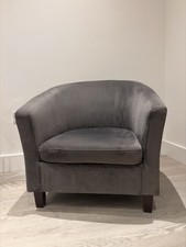 Comfy Grey Velvet Armchair- Great Quality- In Good Condition