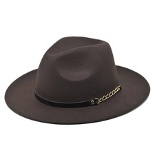 Vintage Solid Color Felt Wide Brim Bowler Fedora Hat Winter Floppy Men Women Cap