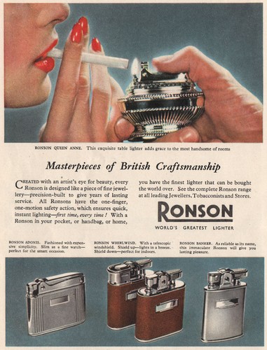 Ronson advert cigarette - ronson, advert.