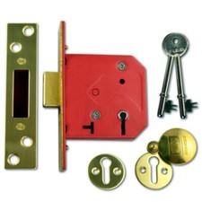 Union Locks 2101 5-Lever Mortice Deadlock 77.5mm - Brass Finish