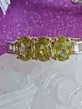 9k Gold Yellow Beryl /Diamond Gemstone Ring.  Size O.