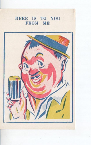 Comic postcard humour - postcard., here