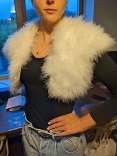 Trinny & Susannah Real Marabou Feather Bolero Shrug Ivory Alabaster Wedding 8-10