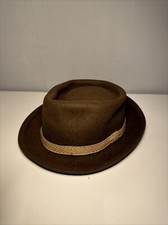 ORIGINAL MENS VTG CHRISTYS LONDON TRILBY FEDORA HAT SUPPLE FELT BROWN 54cm Appro