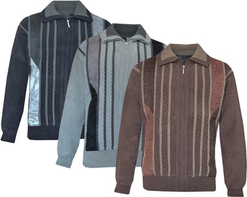 Mens knitted full zip lined - full,