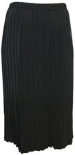Black Pleated 32" Long Midi Skirt Pull On Elastic Waist Not Lined Womens
