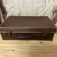 Small Vintage Brown Card board Suitcase Bit Worst for Wear. Only 13x4x8in (304)