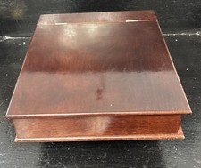 Elegant Vintage Mahogany Writing Slope Stationery   & Pen Storage Box 13.5” X 11