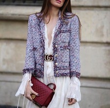 Zara Tweed Jacket Large Gold