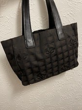 Chanel Black Travel Line Tote Canvas Bag