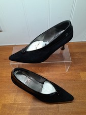 Ladies HB Espana Black Suede/Patent  Kitten Heel Leather Sole Shoe Uk 4 VGC