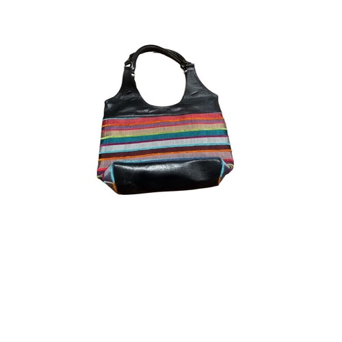 Moroccan black leather woven - leather, &