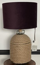 Demijohn Table Lamp Aubergine Velvet Shade Upcycled Handmade Vintage Rope 