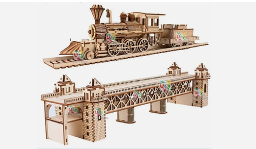Wooden puzzle airship model - puzzle,