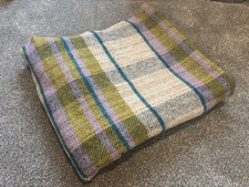 Vintage Made in Scotland Eildon Woollens 100% Wool Purple & Green Tartan Blanket