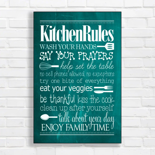 Rustic kitchen rules - rules, canvas
