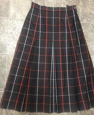 Burberry London UK 8 Long High Waist Navy Plaid Pencil Tartan Skirt Designer