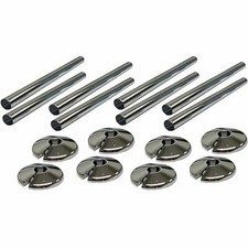 8 Pipes Radiator Pipe Covers sleeve 15mm Collars Cut Fit Bathroom Chrome Effect
