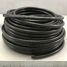 Black PVC Reinforced Hose Pipe - Sold By The Meter - Water Air Oil Fuel Braided