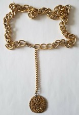 GOLD COLOURED AMULET PENDANT CHAIN NECKLACE, 80cm LENGTH, GOOD CONDITION