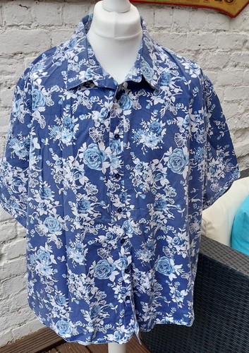 Mens 4xl xxxxl blue floral - 4xl,