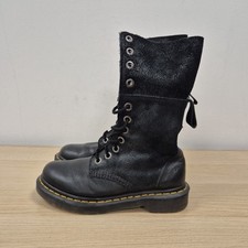 Dr. Martens Hazil 1914 Mid Calf 14 Eye Combat Black Soft Leather Boots Size Uk 4