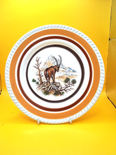 E & A Bockling German ceramic plate with scene of a Ram Goat