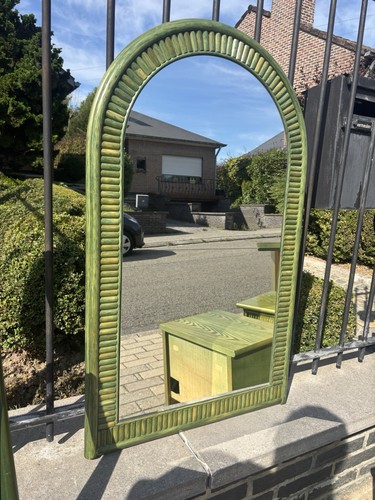 Vintage french green mirror - green,
