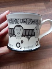 Rugby Mug Moorland Pottery 'Come On England' Black & White Excellent Condition