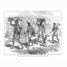 AFRICA A Native Family on the March - Antique Print 1876