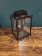 Black Tea Light Hurricane Lantern Black Metal & Glass Home Decor Candle Holder