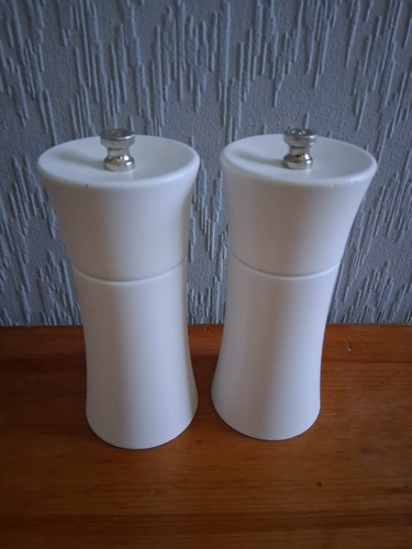 White wooden salt and pepper - white,