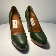 Lanvin Green & Beige Leather