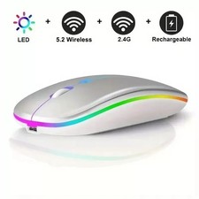 Slim Silent Rechargeable Wireless Mouse RGB LED USB Mice MacBook Laptop PC UK