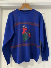 Pringle Vintage Golfing Scottish 100% Pure New Wool Crew Neck Jumper Size L