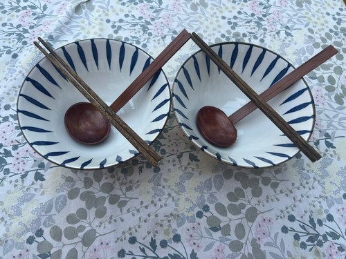 Blue white ramen bowl - &,