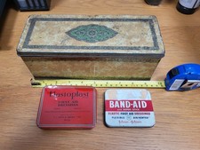 Vintage Empty Tins  - Elastoplast , Band Aid Plasters Johnson, Crawfords Cracker