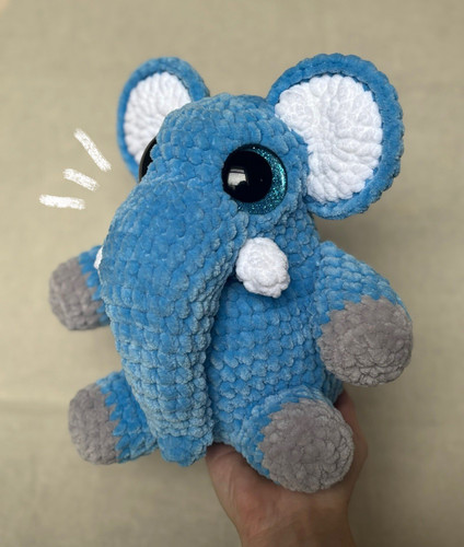 Blue elephant plush soft toy - plush,