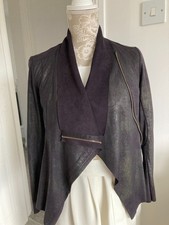 ZARA Faux Leather Waterfall Jacket - Size 8 - Black - VGC