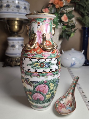 Rose medallion porcelain vase - porcelain,
