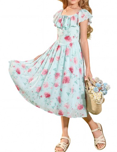Girls floral dress summer midi - girls,